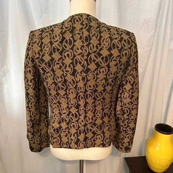 Rena Rowan Blazer. Black/Gold. Button Down. SZ 6. Dressy. Shoulder Pads. Lined. - Picture 4 of 7